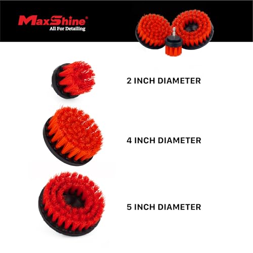 Maxshine 4” Universal M8 Medium-Duty Drill Brush – Upholstery & Carpet Scrubber Attachment for Car Detailing, Fabric, Seats, Floor Mats & Home Cleaning – Removes Stains, Grime, Spots & Buildup - size: 4" Medium-Duty Drill Brush