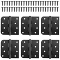 6 Pack Self Closing Door Hinges, 4 Inch Black Door Hinges with Ball Bearing, Matte Black Heavy Duty Loaded Hinge for Interior and Exterior, 5/8'' Radius Corner