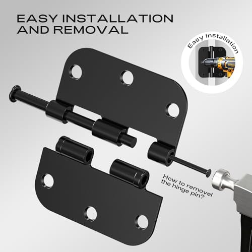 3 Pack Matte Black Door Hinges 3.5 Inch with 5/8" Radius Ball Bearing - color: Matte Black Ball Bearing, size: 3 Pack