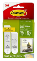 Command 15 lb & 10 lb Large and Medium 28 Pairs Picture Hanging Strips (56 Strips), Damage-Free Hangers for Picture Frames, No Tools Required, Great for Home Room Wall Decor, White Adhesive - size: 28 Pairs
