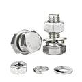 (8sets) 3/8-16x1 Hex Head Assorted Bolts, Nuts, Flat & Lock Washers, 304 Stainless Steel Hex Screws Nuts and Bolts Assortment Kit,Fully Threaded - size: 3/8-16x1