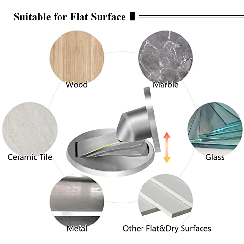 KOLAKO Magnetic Door Stop, 2 Pack Stainless Steel Floor Stopper Adhesive Brushed Nickel Invisible Heavy Duty Silver Holder Catch, No Drill Doorstop - color: Silver - 2 pack