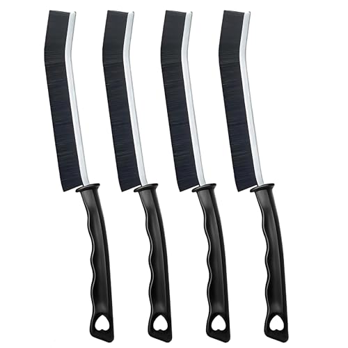 4 Pack Crevice Cleaning Brushes Hard Bristled Grout Brush Tool For Scrub Small Spaces Kitchen Toilet Bathroom Corner Sink Window Tracks Hinges Tile Multifunctional Gap Scrubbers Deep Clean Tools Black