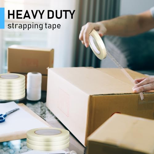 Treela 30 Rolls Filament Strapping Tape Bulk 1/2 Inch x 60 Yards - size: 1/2 Inch X 60 Yards