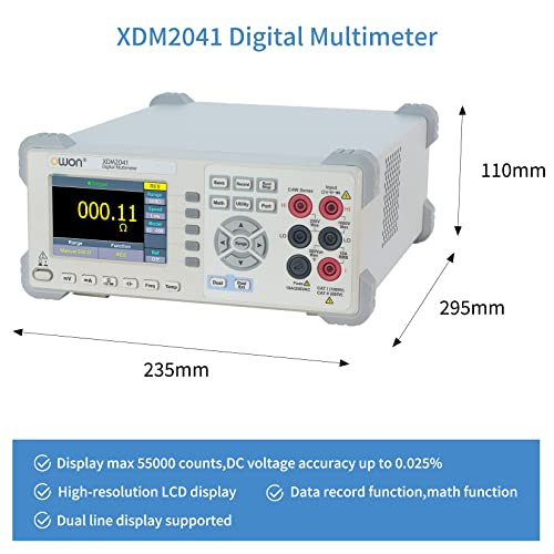 OWON XDM2041 Digital Multimeter with 3.7 inch (480x320) high Resolution LCD, 55000 Counts True RMS AC Voltage/Current Measurement,Support SCPI and Dual line Display Up to 65 Readings per Second - style: XDM2041