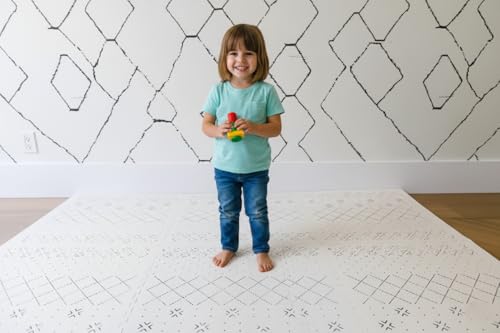 Yay Mats Stylish Extra Large Puzzle Play Mat, Thick, Soft, Non - Toxic Foam Covers 6 ft x 4 ft. Expandable Tiles with Edges - EVA Foam Play Mat for Floor (Carter Mudcloth Tan) - color: Carter Mudcloth Tan