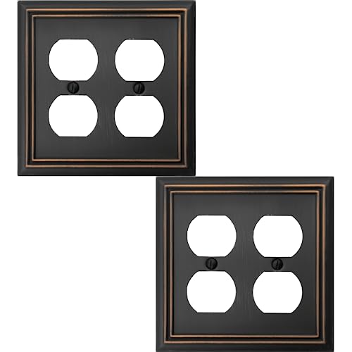OKAWYC Double Duplex Outlet Light Switch Cover Adler Metal Wall Plate, 2-Pack Aged Bronze 2 Gang, for Receptacle Light Switch, Switch Cover Decorative Wallplate, Durable - style: 2 Duplex 2PK