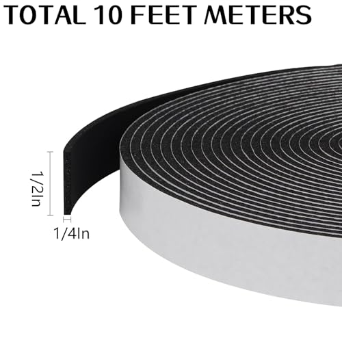 Storystore Weather Stripping Foam Tape, 1/2" x 1/4" x 10 FT Door Seal - size: 1/2In x 1/4In x 10Ft
