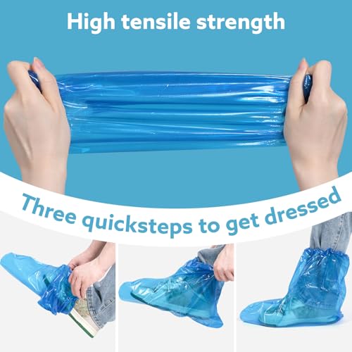 Yzurbu 20PCS 13.7" Disposable Boot & Shoe Covers – 14g Extra Thick Blue Waterproof & Non-Slip CPE Overshoes, XL Size Fits up to Men's 12, Women's 14 – For Home, Cleaning, Travel, Indoors & Outdoors