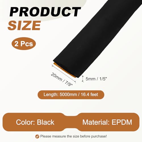 PATIKIL 16.4FT Solid Rubber Weather Stripping, 2Pcs 7/9" W x 1/5" H Self Adhesive D Shape EPDM Rubber Seal Strip Gasket for Door Frame Window Insulation RVs Furniture Cabinets, Black - size: 16.4FT x 7/9"W x 1/5"H