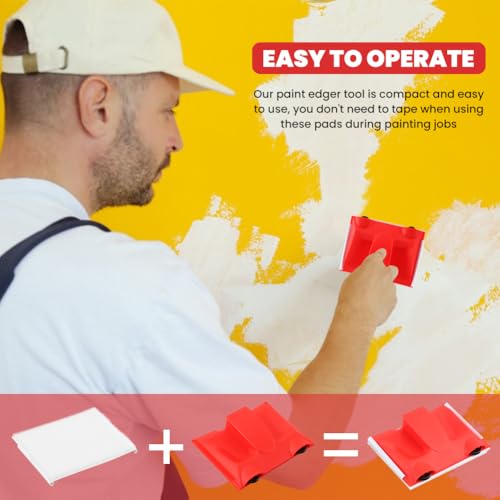Paint Edger Trimmer with 2pcs Replacement Pad Refills, Corner Walls & Ceilings Paint Pad Applicator, Edge Painting Tool for Walls, Ceilings, Corners, Trims, and Edges FLA-wless Cutting-in