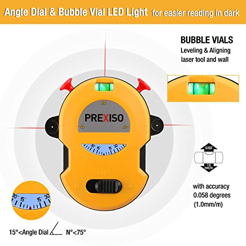 PREXISO Multi Surface Laser Level LED Light Vial, Cross Line Laser