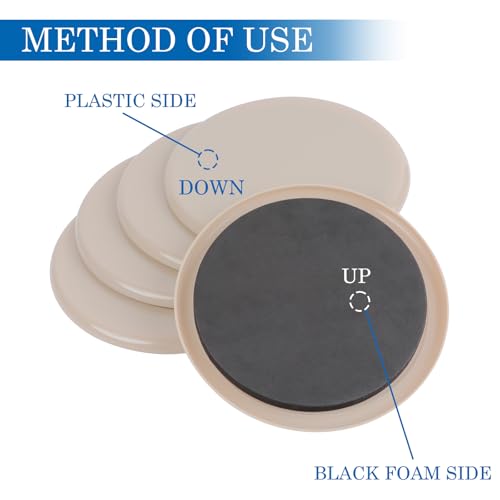 Furniture Sliders for Carpet, 8 Pcs 7" Round Furniture Moving Sliders, Heavy-Duty Furniture Movers - Reusable Carpet Sliders, Move Any Item Quickly, Easily and Safe!