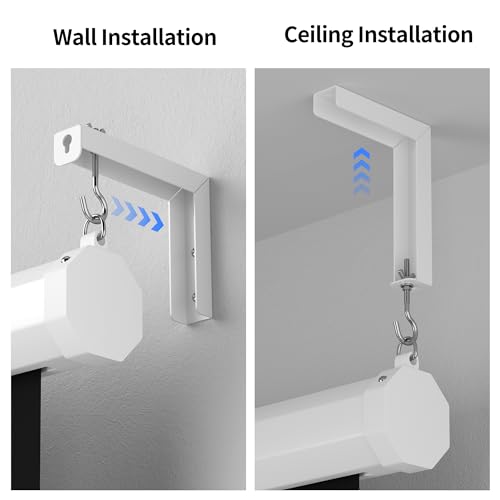 suptek Universal Projector Screen Wall Mount L-Brackets Wall Hanging Mount 6 inch Adjustable Extension Mounting Hooks for Projection Screen up to 66 lbs, 30 kg Capacity Each, PRL001, White (1 Pair) - size: 6 inch-white