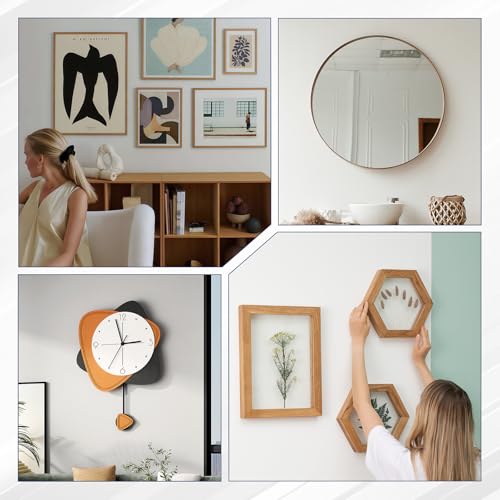140 PCS D-Ring Picture Hangers Kit, 40 Single Hole & 20 Double Hole Hangers with 80 Screws, 50 lb Load Heavy Duty Picture Hanging Hardware for Picture Frame Mirrors Canvas (Black) - size: Black