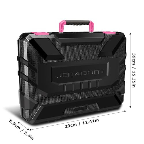 JENABOM 127-Piece Home Tool Set with 8V Pink Cordless Drill - color: Light Pink