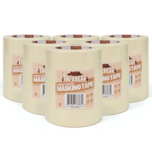 TAPEBEAR General Purpose Masking Tape Beige White 1" x 60Yards x 36Rolls - size: 1" x 60Yards x 36Rolls