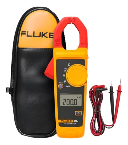 Fluke 302+ Digital Clamp Meter, 30mm Jaw, Measures AC Current to 400A, Measures AC/DC Voltage to 600V, Includes 2 Year Warranty
