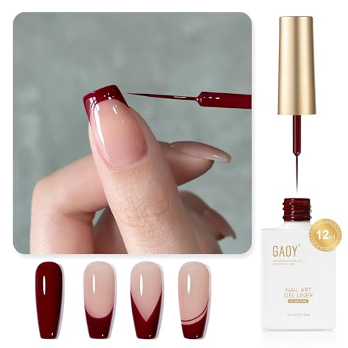 GAOY Red Swirl Gel Nail Polish Art Liner, 12ml Dark Red Color - color: Dark Red