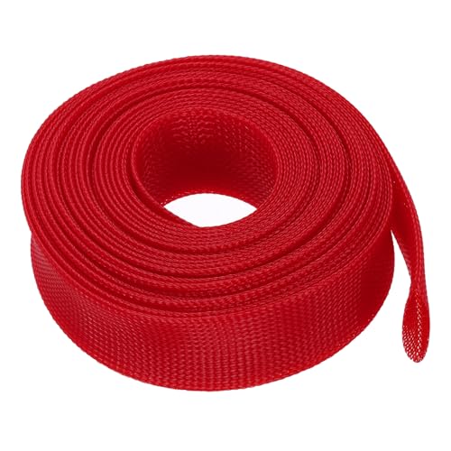uxcell Expandable Sleeving, 1 1/2-inch 25ft Cable Sleeve, Red - color: Red, size: 1 1/2-inch x 25ft