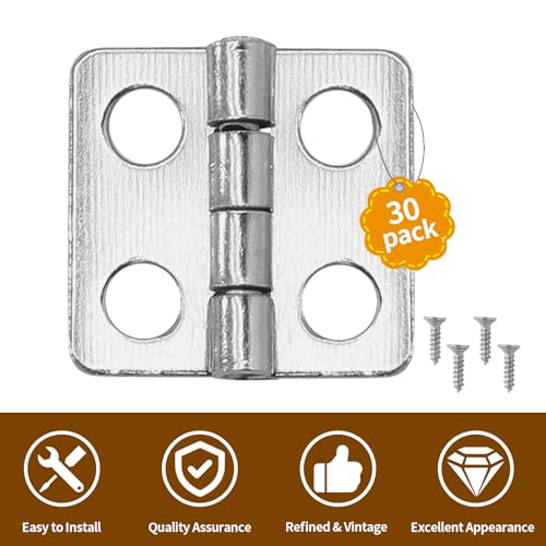 Mini Hinges, 13 x 12 mm, Silvery White, 30 Pcs - color: Silver(30pcs), size: 13 x 12mm