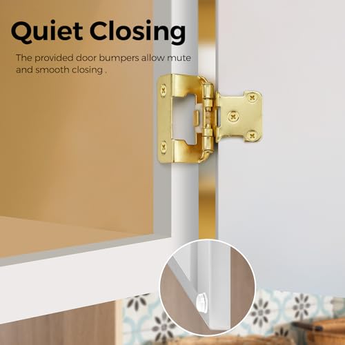 30 Pack 15 Pair Gold Cabinet Hinges, 1/2" Semi Wrap Kitchen Hinges - color: Gold, size: 1/2" Semi Wrap
