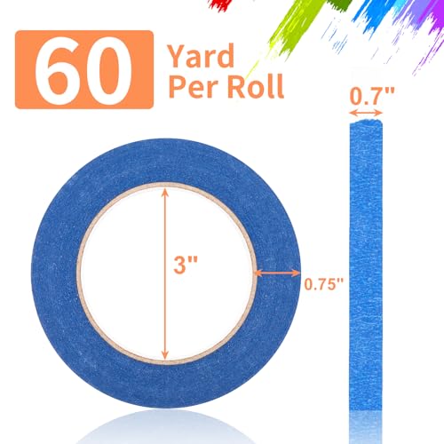 KICNIC Painter Tape Blue Masking Tape, 0.7 in x 60 yd, 1 Roll, Removable - color: Blue, size: 1 Roll