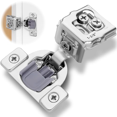 Decobasics 50 Pack Soft Close Cabinet Hinges 1-3/8" Overlay for Kitchen Cabinet Doors, Slow Self-Closing Concealed Hidden Hinges for Face Frame –Stainless Steel, 3-Way Adjustable & Quiet Close Damper - size: 1-3/8 Inch
