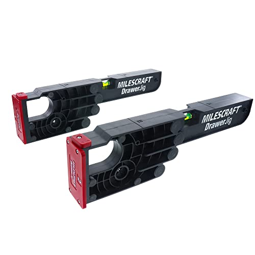 Milescraft 1341 Drawer Jig - Reversible Jigs for Easy Drawer Installation, Built in level, Non-Marring Rubber Protects Cabinets