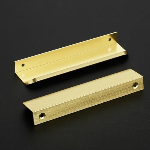 Ravinte Hardware Gold Cabinet Handles Finger Edge Pulls 5.9 Inch CC 10 Pack - color: Gold, size: 150mm/5.9" Overall Length