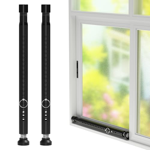 Sliding Door Security Bar Childproof, 2Pack 16 to 51 Inch Adjustable Sliding Patio Door Window Security Bar Stopper, Window Locks Security Bars, Black Heavy Duty Sliding Glass Door Lock Bar - color: Black, size: 2 Pieces
