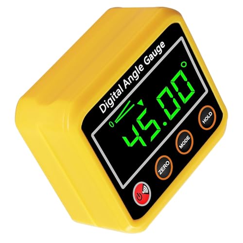 Magnetic Digital Angle Finder Protractor Inclinometer - Cube Digital Level Angle Gauge with Magnetic Base and Backlight - Precision Level Box for Woodworking, Construction, Machinery, Masonry (yellow) - color: Yellow