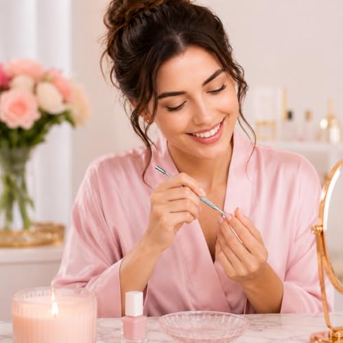 Cuticle Pusher – Professional Stainless Steel Nail Scraper & Cuticle Remover – Dual-Sided Tool for Finger & Toe Nails, Gel Polish & Dead Skin Removal– Non-Slip Handle for Manicure & Pedicure