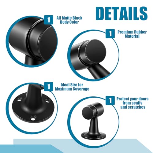 Yaocom 2 Pack Heavy Duty Floor Mounted Door Stop 3 in Aluminum Commercial Grade Door Stopper with Rubber Bumper & Stainless Steel Screws (Black) - color: Black