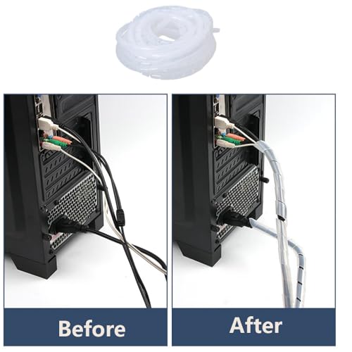 45Ft Spiral Cable Wrap - White Cord Covers Bundle Sleeve Hose for PC TV Computer Electrical Wire Organizer, Cord Cover and Detangler - size: White-1/4 inch-45 ft