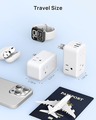 TROND 2 to 3 Prong Outlet Adapter 2 Pack, 3 AC Power Splitter with USB C - color: White, size: 2 Prong-2 Pack