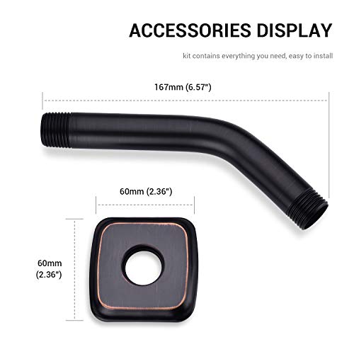 Angled Shower Arm with Flange, 6-Inch Stainless Steel Replacement Extension Tube for Top Shower Head, Wall Mounted, Oil Rubbed Bronze - color: Oil Rubbed Bronze