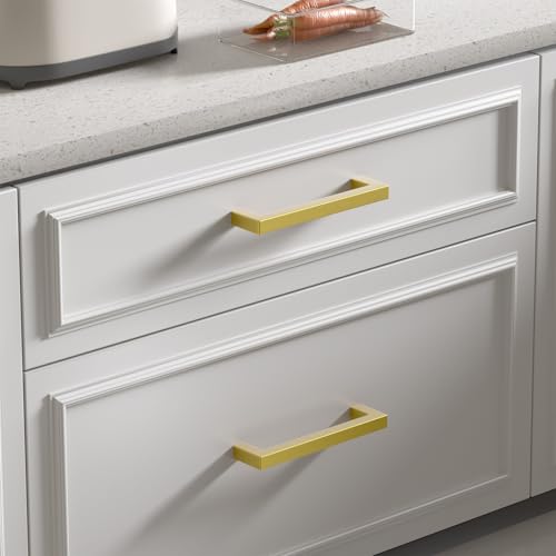 Goldenwarm 25 Pack 3.75 Inch Gold Cabinet Handles Brushed Gold Cabinet Pull - color: Gold, size: 3-3/4in Hole Centers