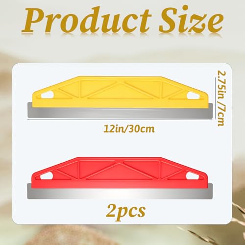 2PCS Paint Trim Guard 12 Inch Painters Straight Edge Stainless Steel Paint-Shield Paint Edger Tool for Walls Trim Painting Tool Straight Edge Tools for Precise Trimming (Yellow, Red)