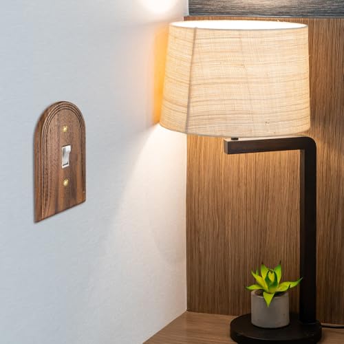 DoubleFill 4 Pcs Walnut Wood Switch Cover,13 * 8.2cm,Arch Single Toggle - color: Arch Single Toggle, size: 13 x 8.2 cm
