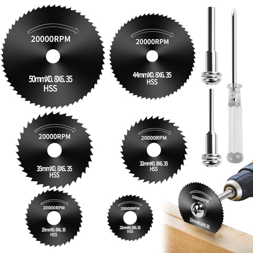 9pcs Drill Cutting Wheel and Saw Bit Set | 1/4 Inch Hex Shank Rotary Tool Attachment for Metal, Wood, Plastic（black） - color: Black