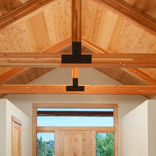 4 Pcs 16.9"x 5" T Post Bracket for Pergola - style: T Shape Strap Plate(16.9"x 5")