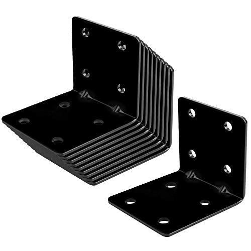 10 PCS 2-3/4" Black L Reinforced Angle Bracket, Corner Brace (Pack of 4) - size: 2-3/4"x2-3/4"x2-1/2" (Pack of 4)