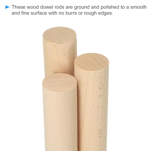 PATIKIL 1-1/5 x 4 Inch Dowel Rods Wood Sticks Unfinished Round Dowels 10pcs - size: 1-1/5"x4"