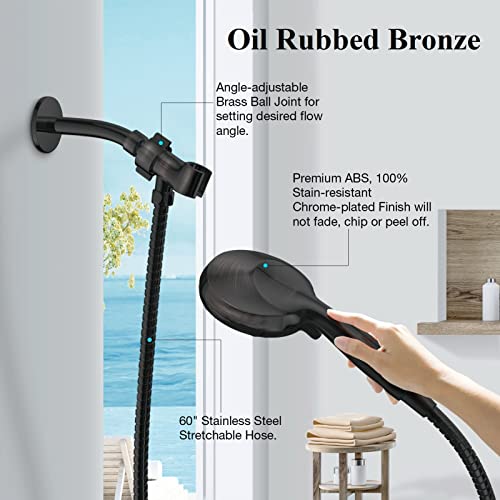 ORB High Pressure Shower Head with Handheld - Multifunctional High Flow Rain Showerhead with Extra 60" Long Hose and Adjustable Overhead Holder - Es la mejor regaderas para ducha (Oil Rubbed Bronze) - color: Oil Rubbed Bronze, style: 5 Modes