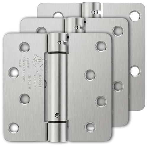 Luxbaro 3 Pack Self Closing Door Hinges 4 Inch, Adjustable Tension - color: Brushed Nickel-1/4'', size: 4" 3 Pack
