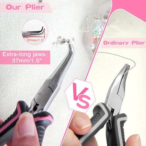 5 Inches Mini Bent Needle Nose Pliers with Serrated Jaw, Soft Grip - style: Bent Needle Nose Plier Serrated Jaws