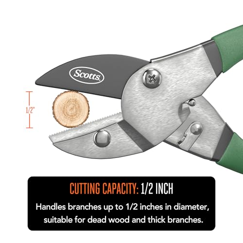 Scotts 2-Piece Pruning Shears Set – Includes 8 in. Bypass Pruner for Live Plants and 8 in. Anvil Pruner for Dry Stems – Sharp Carbon Steel Blades and Comfort Grip Handles for Garden and Yard Use - style: Anvil & Bypass Pruning Kit
