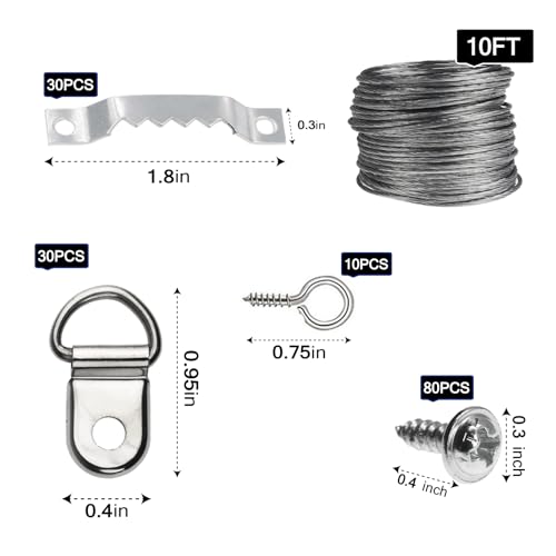 Picture Hanging Wire Kit D Rings Picture Hardware with Screws - size: size_4