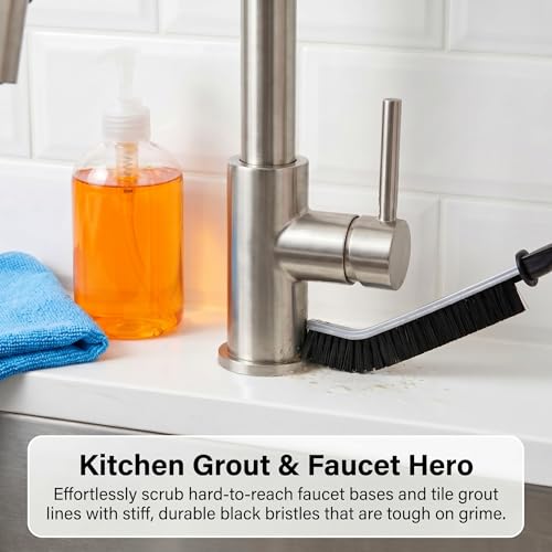 4 Pack Crevice Cleaning Brushes Hard Bristled Grout Brush Tool For Scrub Small Spaces Kitchen Toilet Bathroom Corner Sink Window Tracks Hinges Tile Multifunctional Gap Scrubbers Deep Clean Tools Black